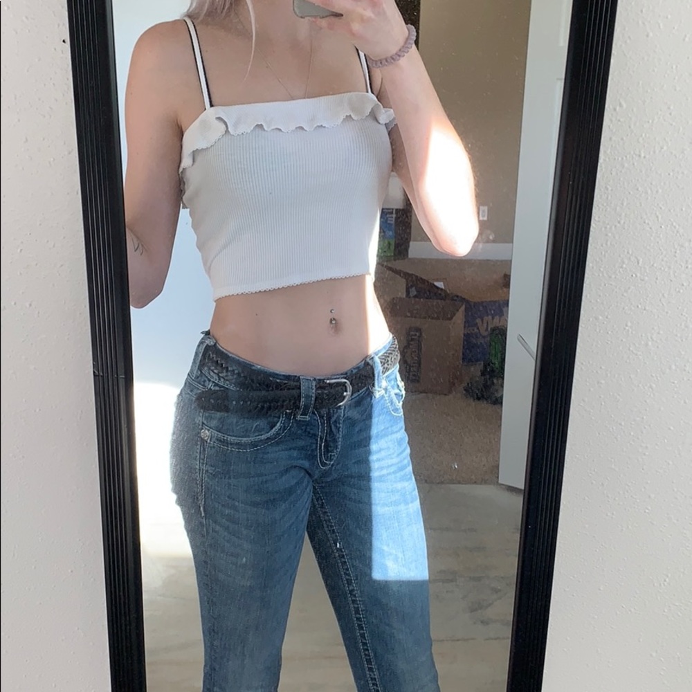 White Forever 21 spaghetti strap crop top!